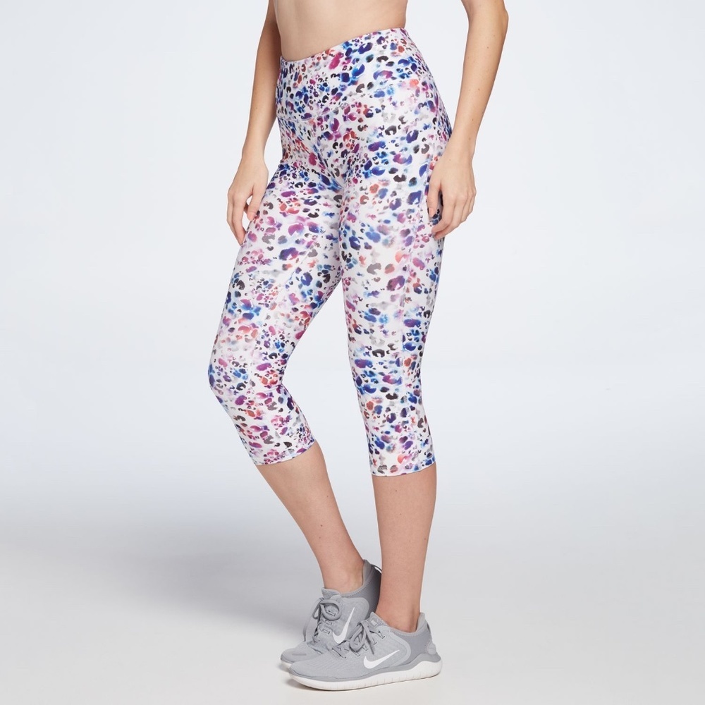 Capri Leggings High Rise Watercolor Leopard Print Size Small NWT